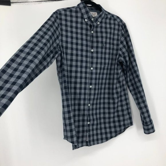 Original Penguin men’s blue checkered plaid button down shirt medium - Picture 6 of 13